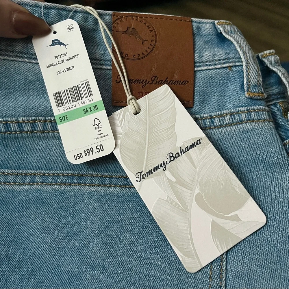 Tommy Bahama Blue Antigua Cove Jeans 34 x 30 36 x 30 TD121053 Light Wash Stretch - Picture 13 of 15